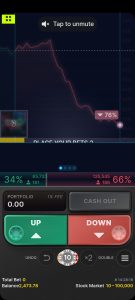 Stock market game betting interface